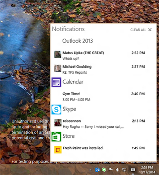 Illustration for article titled La nueva versión beta de Windows 10 viene con centro de notificaciones